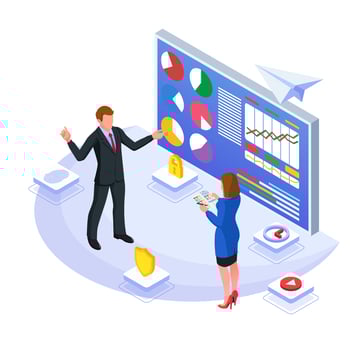 Business man explains investment service vector