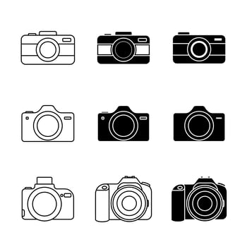 Set of Line Drawn Camera Icons vector