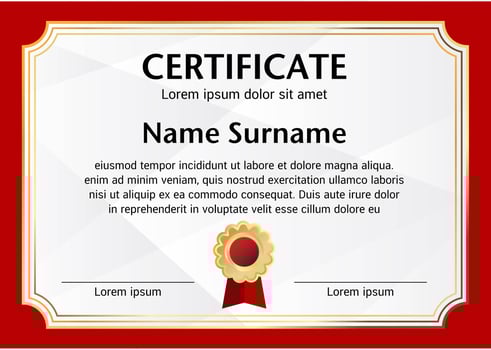 Red border certificate template vector