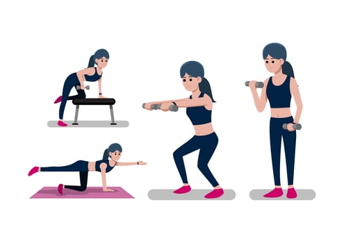Woman doing workout weight training vector
