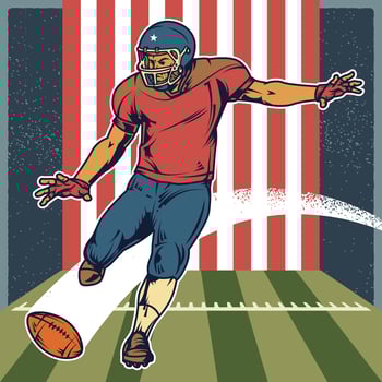 Retro American Football Player Kicking Ball vector