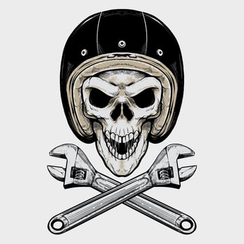 Vintage Biker Skull And Wrenches vector