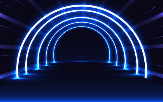 Blue neon glowing tunnel vector