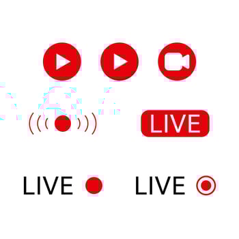 Live stream play icon set vector