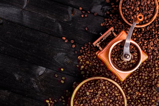 Coffee background, top view with copy space photo