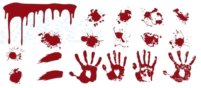 Bloody spray and handprints.  vector