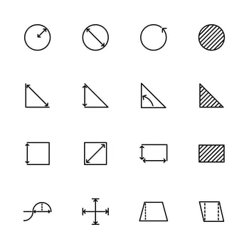 Line Icon Set Basic Mathematical Measurement or Metering vector
