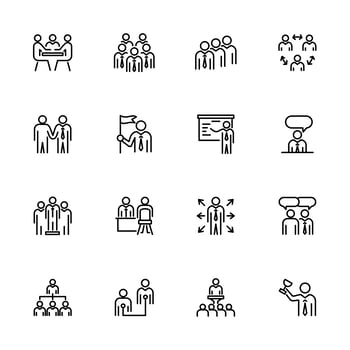 Line Icon Set of Office Activity for Business People vector