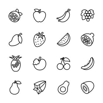 Line Icon Set Popular Fruit vector