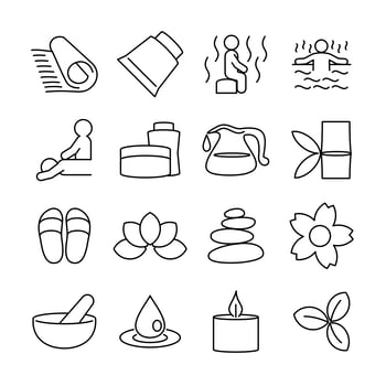 Line Icon Set Related Spa and Massage Activity vector