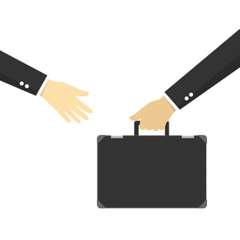 Business man delivering bag vector