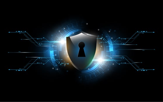 3D tech protected guard lock shield security concept  vector