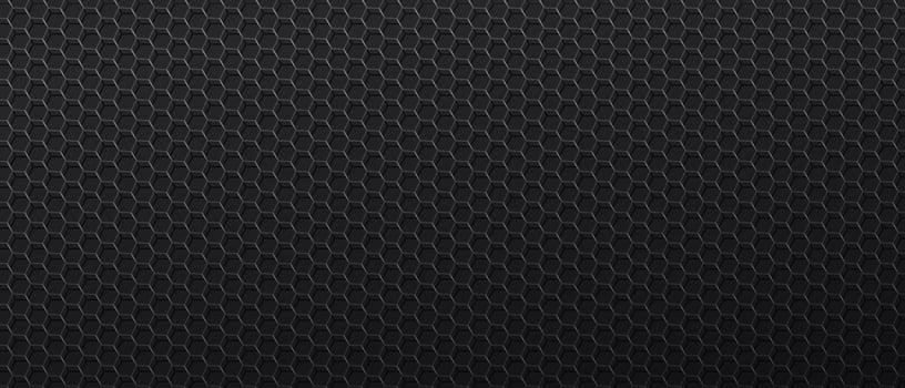 Black background with metal mesh with hexagonal cells vector