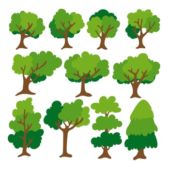 Flat tree icon set.  vector