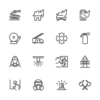 Fire Department or Firefighter line icon set. vector