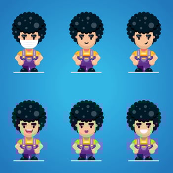 Curly character collection vector