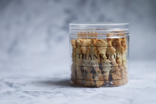 Thank you gift of jar of cookies photo