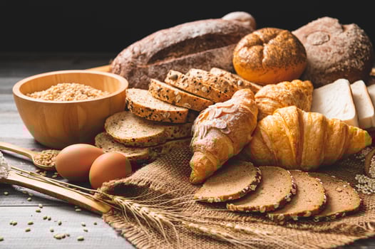 Bread eggs and wheat  photo