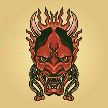 Scary Oni Mask  vector