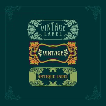 Frame Badge Art Nouveau Set  vector