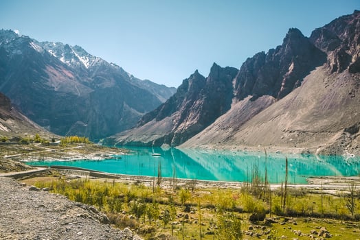 Attabad lake in Karakoram Mountain Range, Hunza valley, Pakistan. photo