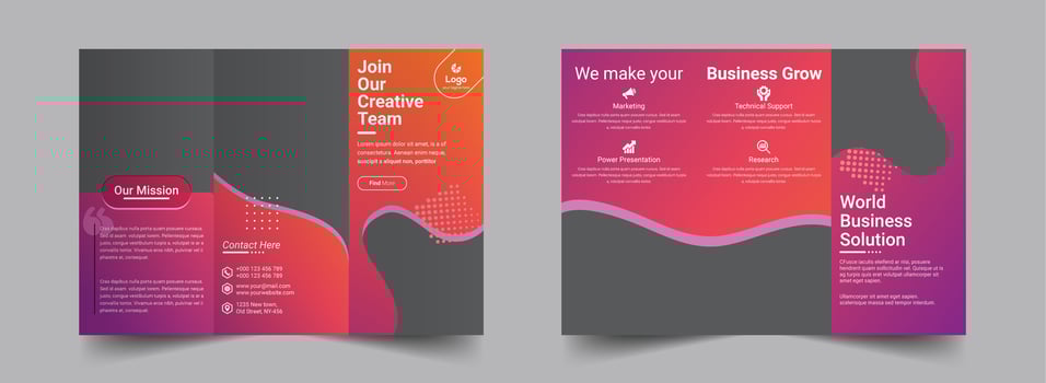 Orange Pink Gradient Trifold Brochure Design Template vector