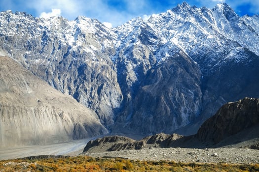 Snow capped mountains in Karakoram range in Pakistan photo