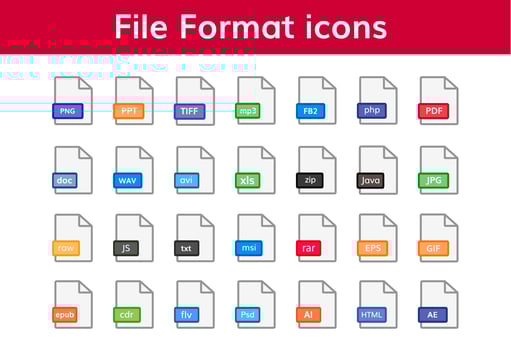 Big pack of file extensions icons vector