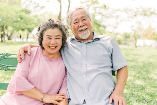 happy senior couple having a good time photo