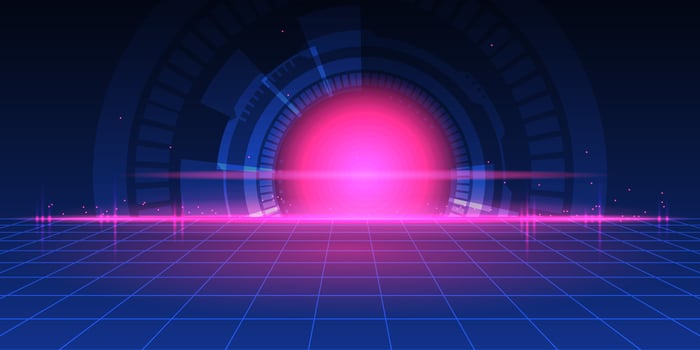 Abstract futuristic technology design with perspective grid vector