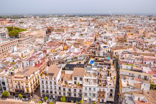 Cityscape view of Seville from above photo