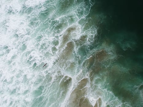 Over head view of green ocean waters photo