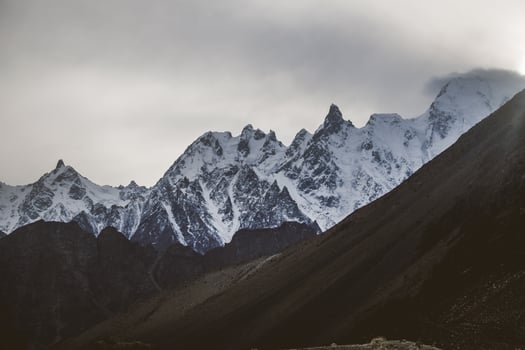 Snow capped Karakoram mountains photo