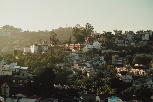 Aerial view of city buildings photo