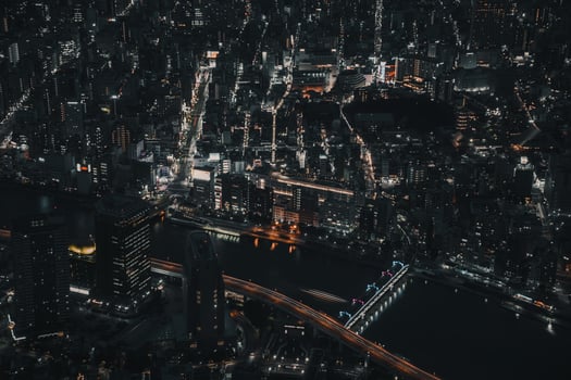 Aerial photo of city buildings