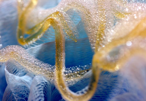 Close up view of shower loofah photo