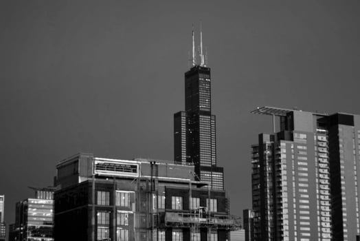Black and white city skyline photo