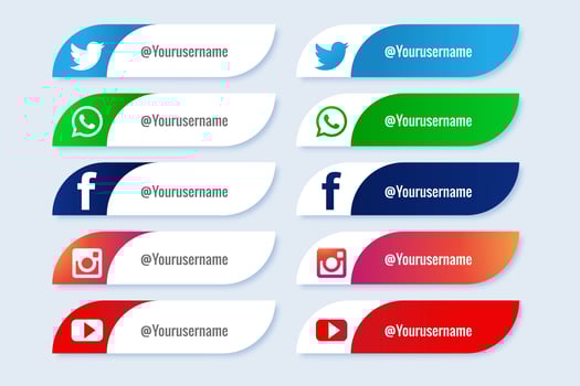 Popular social media curved lower third banner set vector