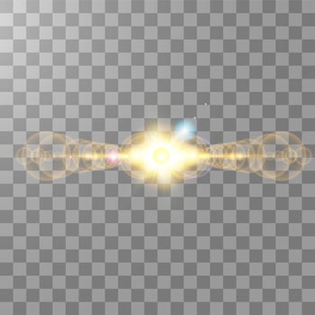 Horizontal sunlight lens flare effect vector