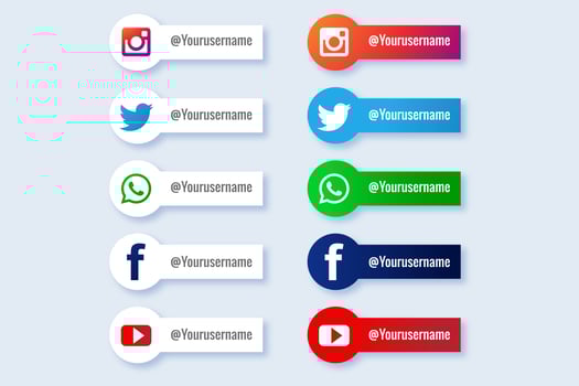 Social media lower third rectangle and circle banners vector