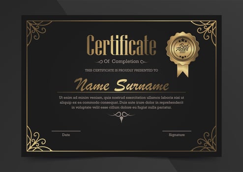 Luxury black and gold certificate vector