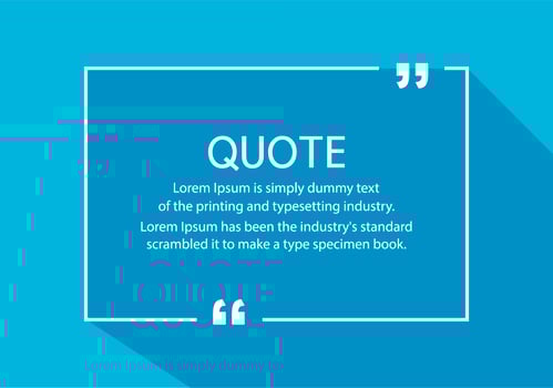 White quote box with long shadow on blue vector