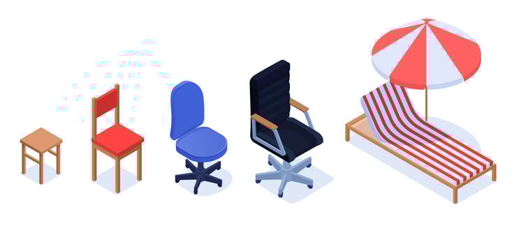 Different chair set career growth indicator concept vector