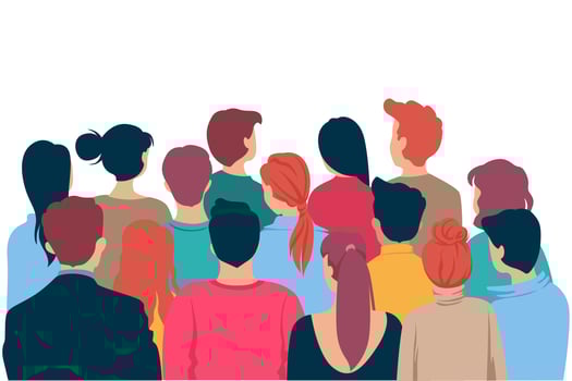 Back view of cartoon people crowd vector