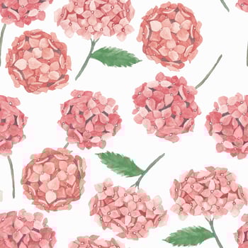 Pink hydrangea flower watercolor pattern vector