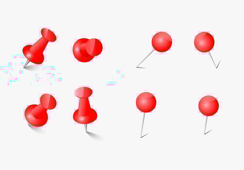 Red push pin set vector