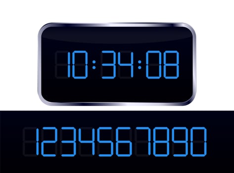Digital clock with number pack vector