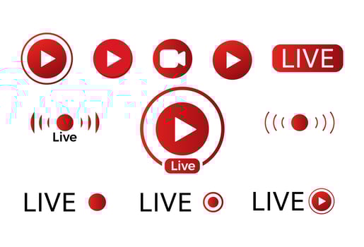 Live video icon set vector
