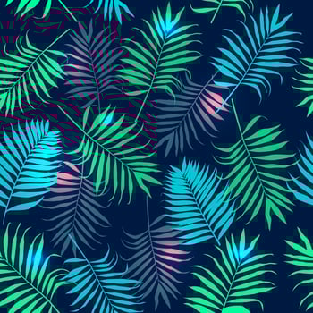 Tropical palm leaves pattern vector