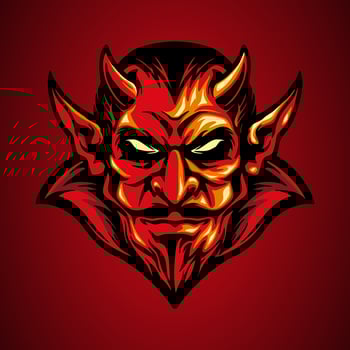 Red devil head mascot vector